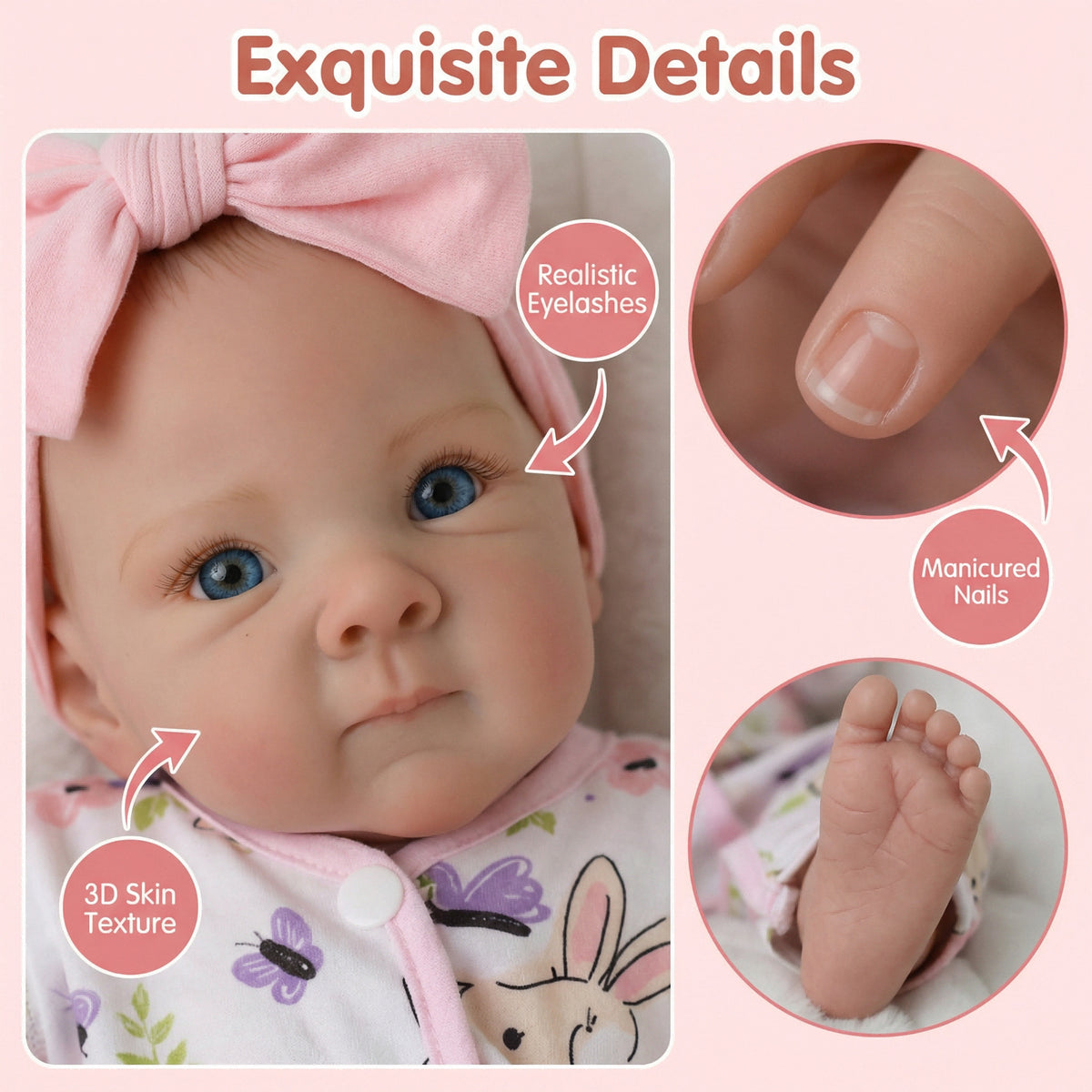 18 inch powder printed jumpsuit Bettie full vinyl reborn doll