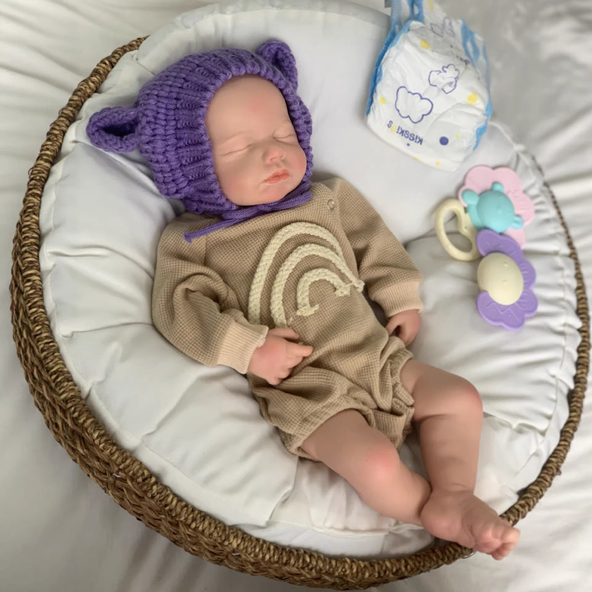 18 Inch Realistic Reborn Doll with Solid Silicone Body Handmade Play Toy Gift for Girls & Doll Collectors