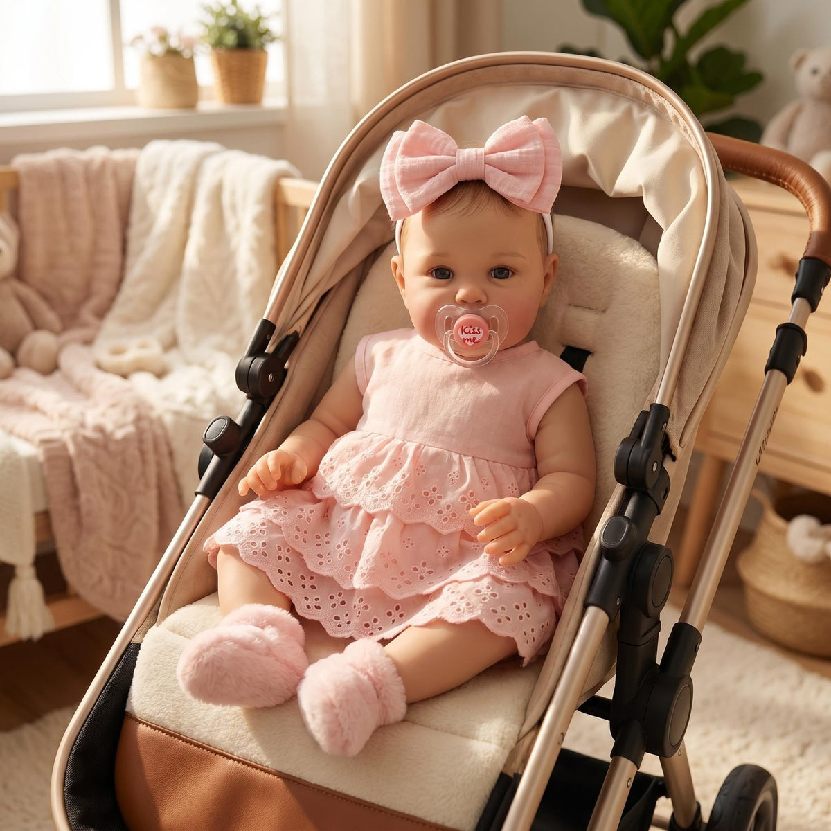 22 inch Reborn Baby Doll With Cloth Body and Poseable Vinyl Limbs, Thoughtful Present Suitable For Birthday Parties, Thanksgiving, Christmas and All Festive Occasions