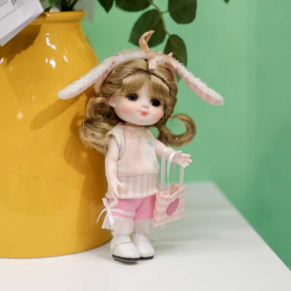 6 inch Mini with Full ceramic Body, Handmade Clothes Tabletop Ornament For Doll Collectors
