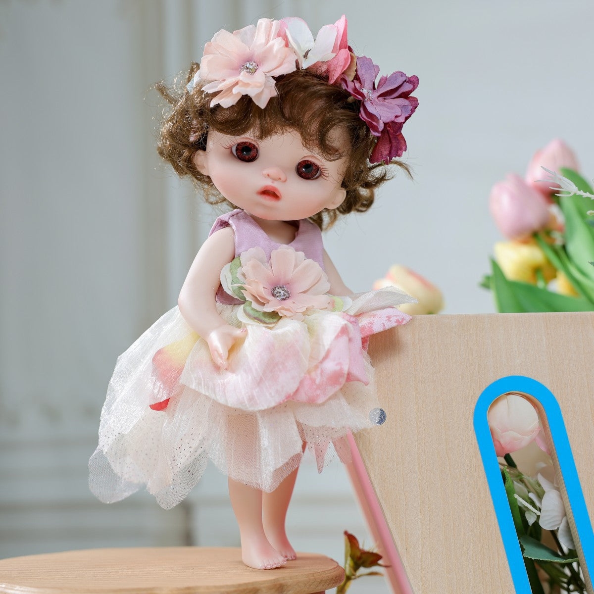 10 Inch Standing Reborn Baby Doll – Realistic Forest Fairy Princess with Floral Petal Dress