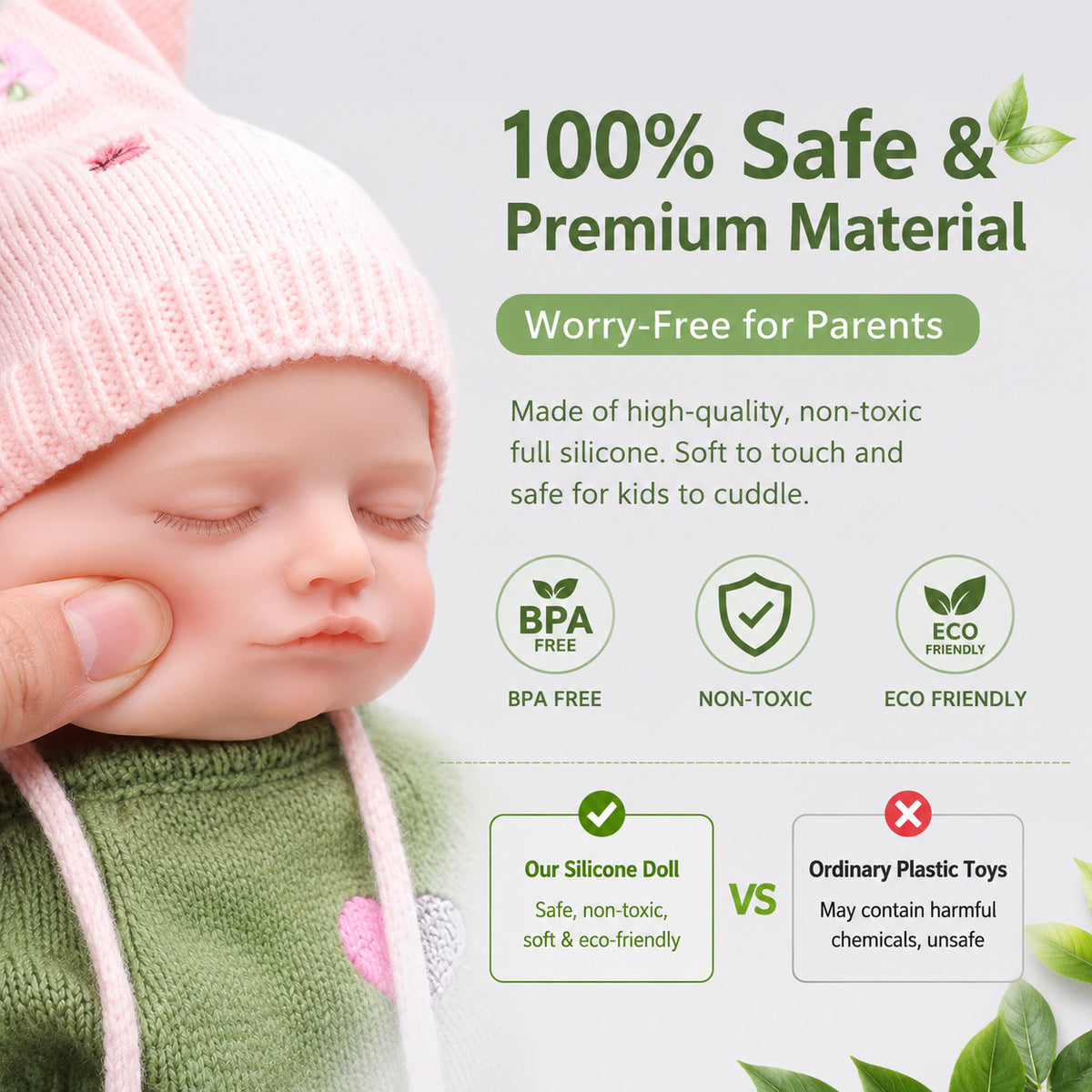 17 inch Full Silicone Body Reborn Doll Girls Simulation Baby Shower Toy Gift