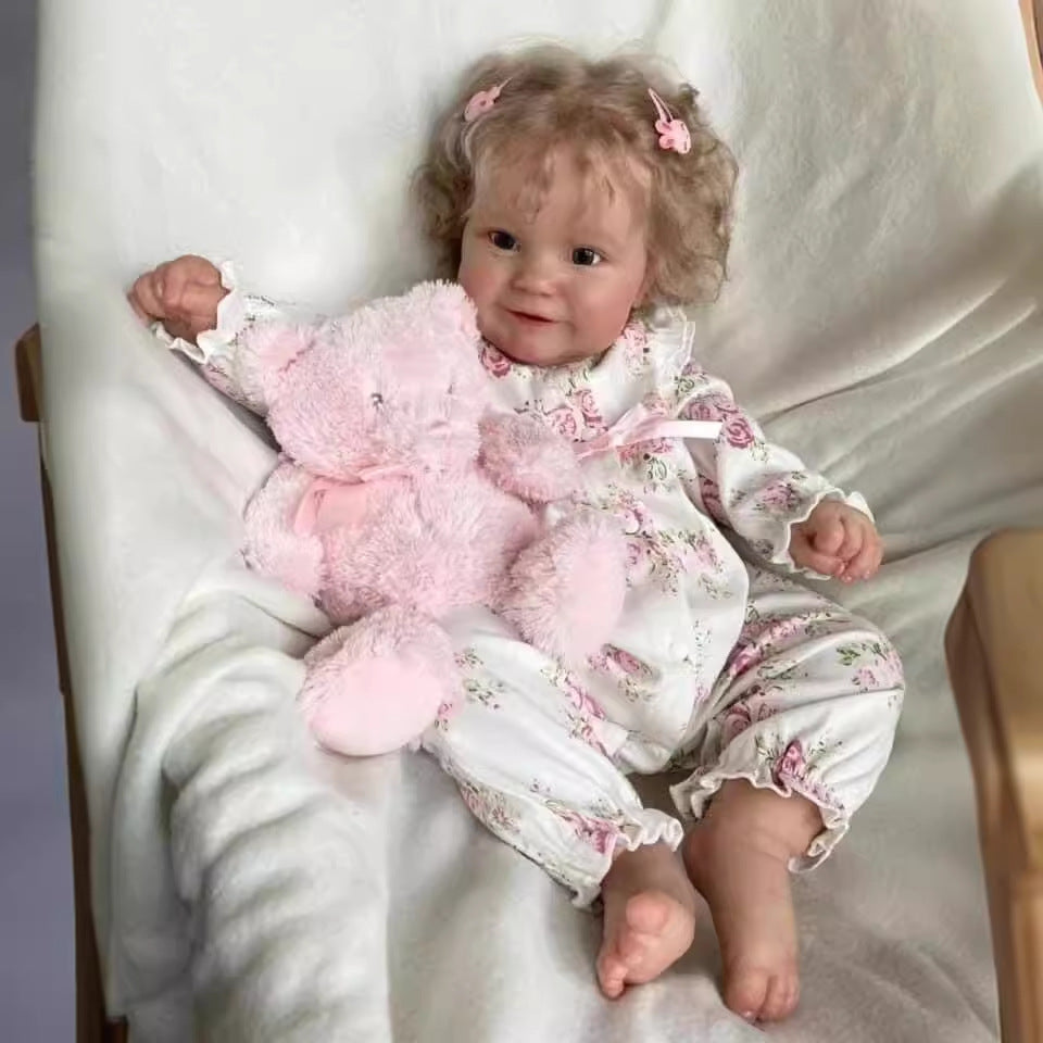 20/24 inch Reborn Doll Cute Girl Doll with Cloth Body and Rooted Blonde Hair Realistic Kids Toy and Gift