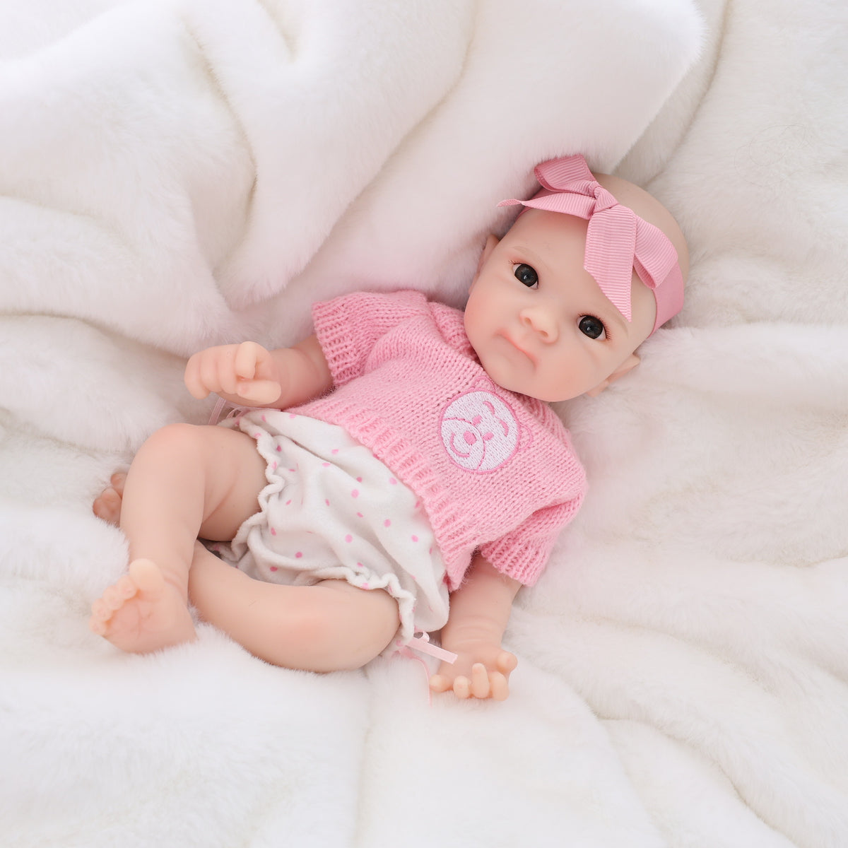 12 Inch Lifelike Reborn Baby Doll with Full Solid Silicone Body Realistic 3D Vein Skin Handcrafted Newborn Doll Perfect Birthday Christmas Gift for Little Girls