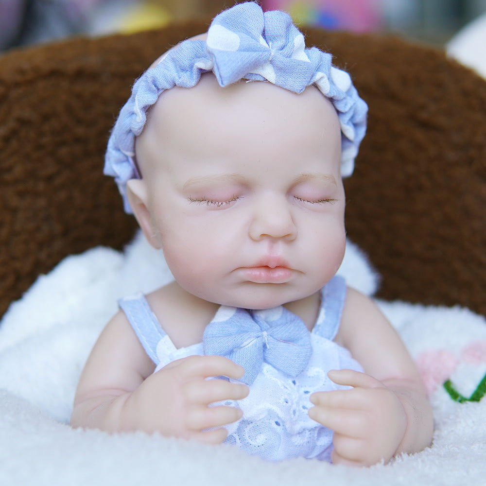 13 Inch Full Soild Silicone Reborn Doll Handcrafted Vein Texture Infant Doll for Display & Collection