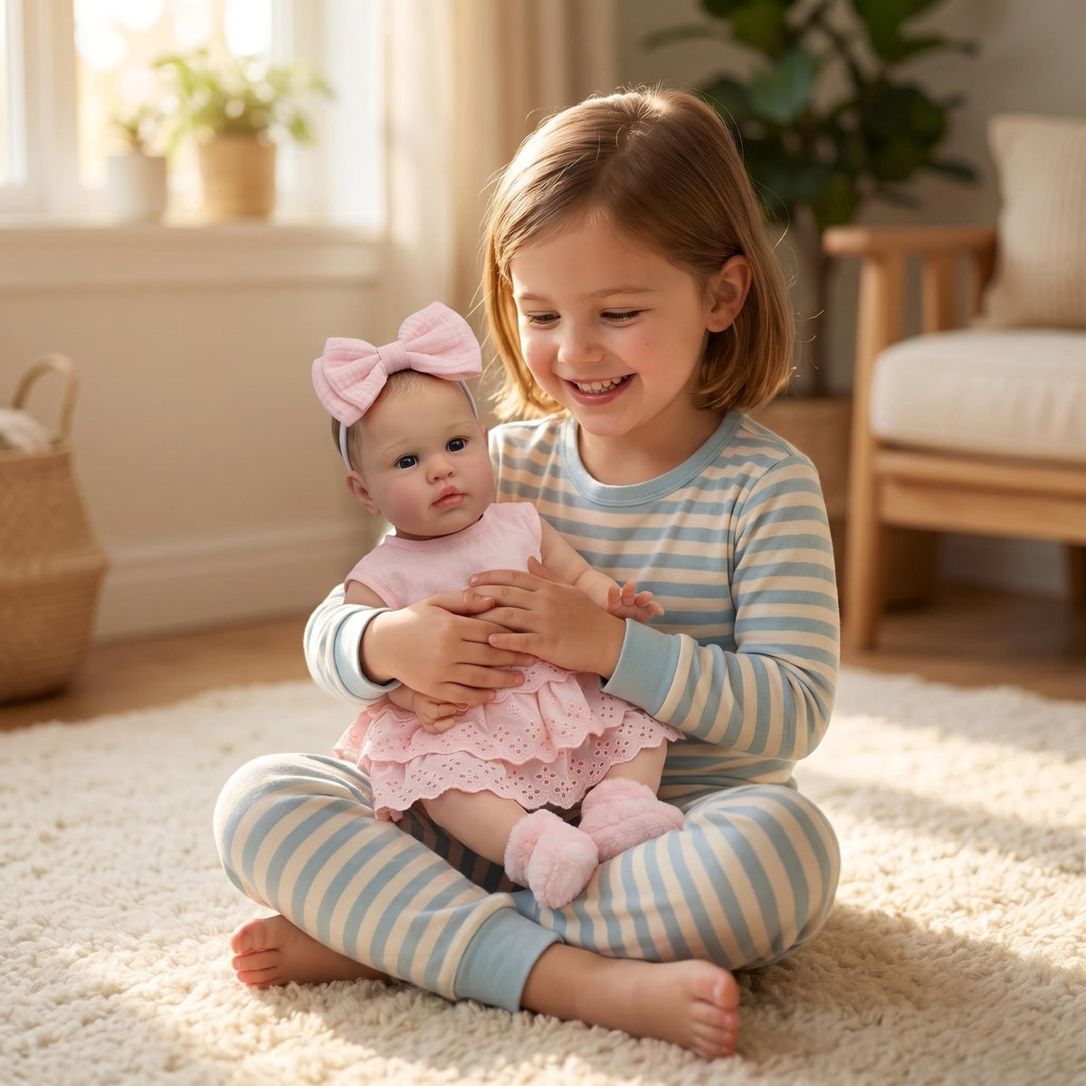 22 inch Reborn Baby Doll With Cloth Body and Poseable Vinyl Limbs, Thoughtful Present Suitable For Birthday Parties, Thanksgiving, Christmas and All Festive Occasions