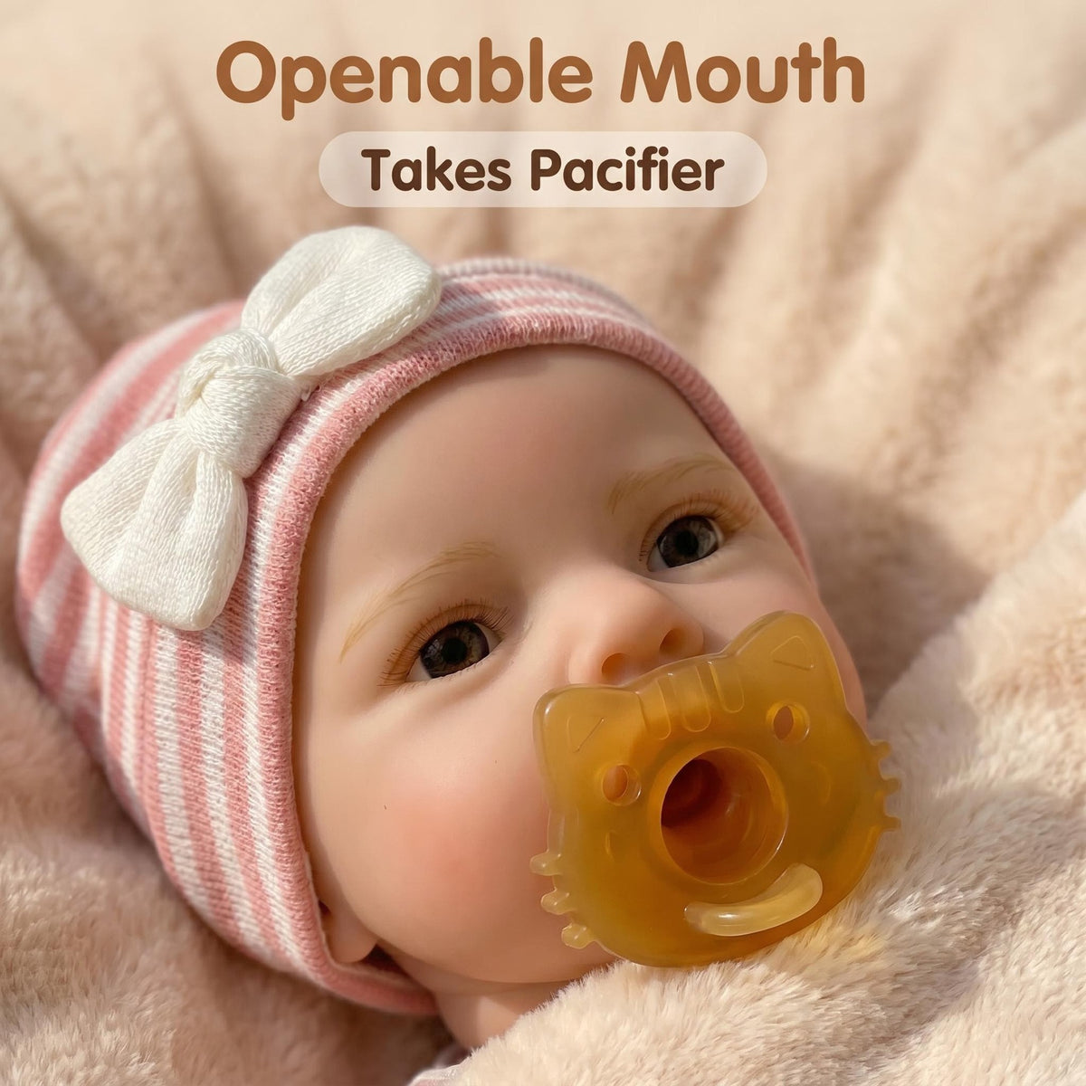 Adorable Realistic Open Eyed 12 inch with Full Soild Silicone Reborn Doll Washable For Nursery Decor & Pretend Play