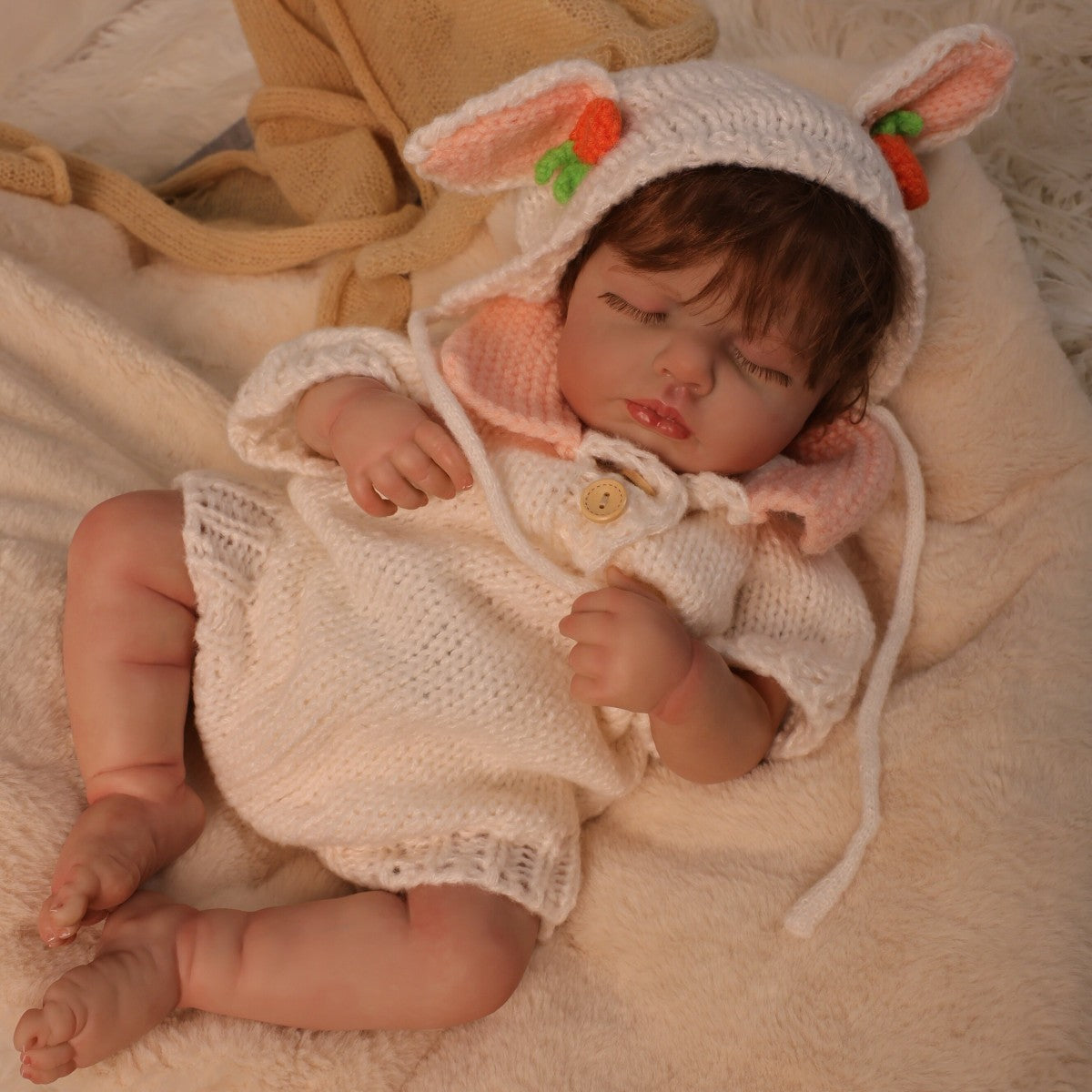 20 inch reborn baby doll with Soft Vinyl Body hand-made hair transplant, suitable for gifts for various holidays