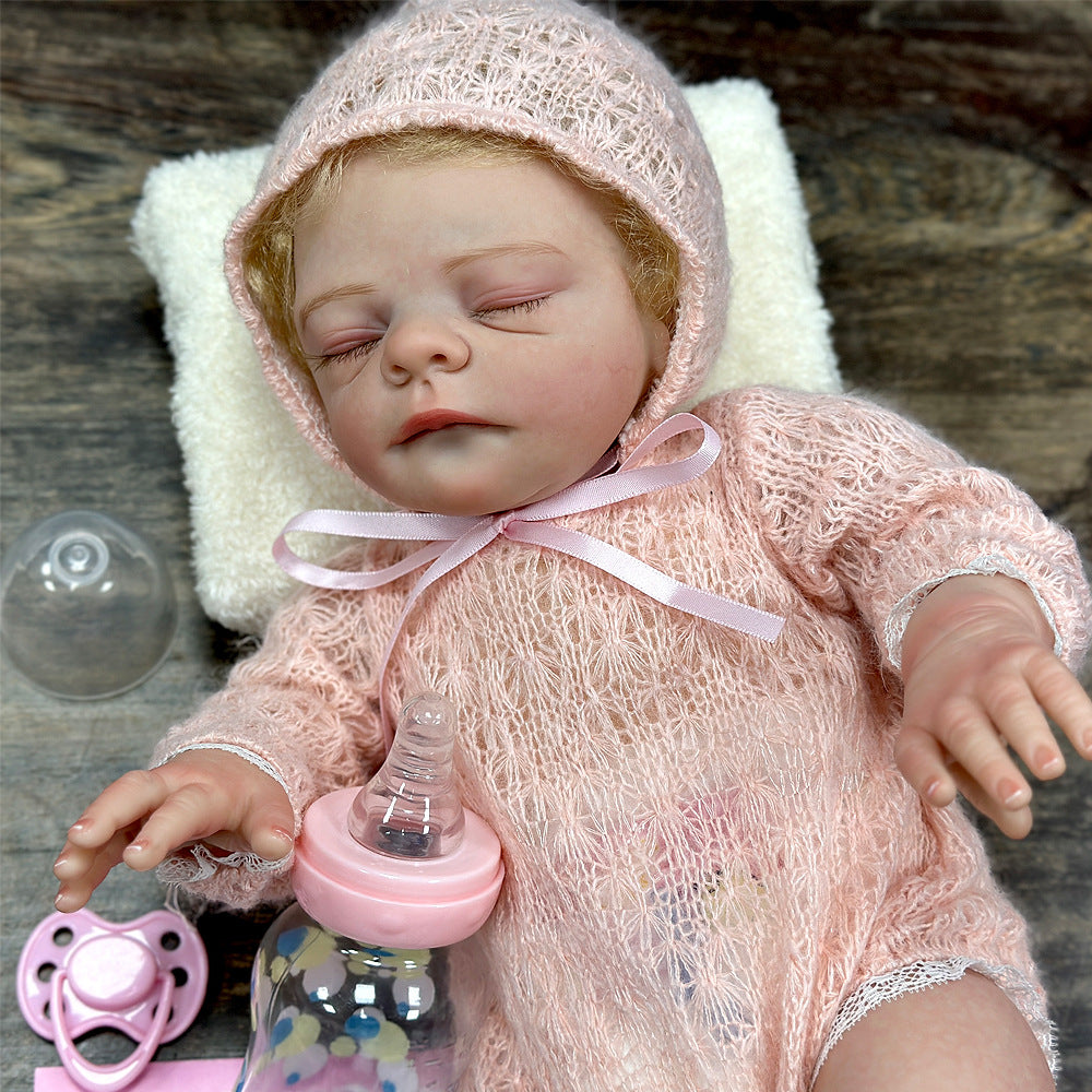 Lifelike 17 Inch Cloth Body Collectible Doll, Animal Print Outfit & Matching Hat, Multi-Age Companion Toy for Play and Display