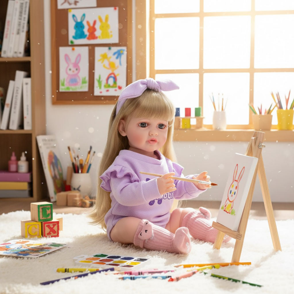 Russian English Spanish Crying and Laughing Dialogue 22 inch Full Plastic Rebirth Doll Simulation Baby Doll Girl