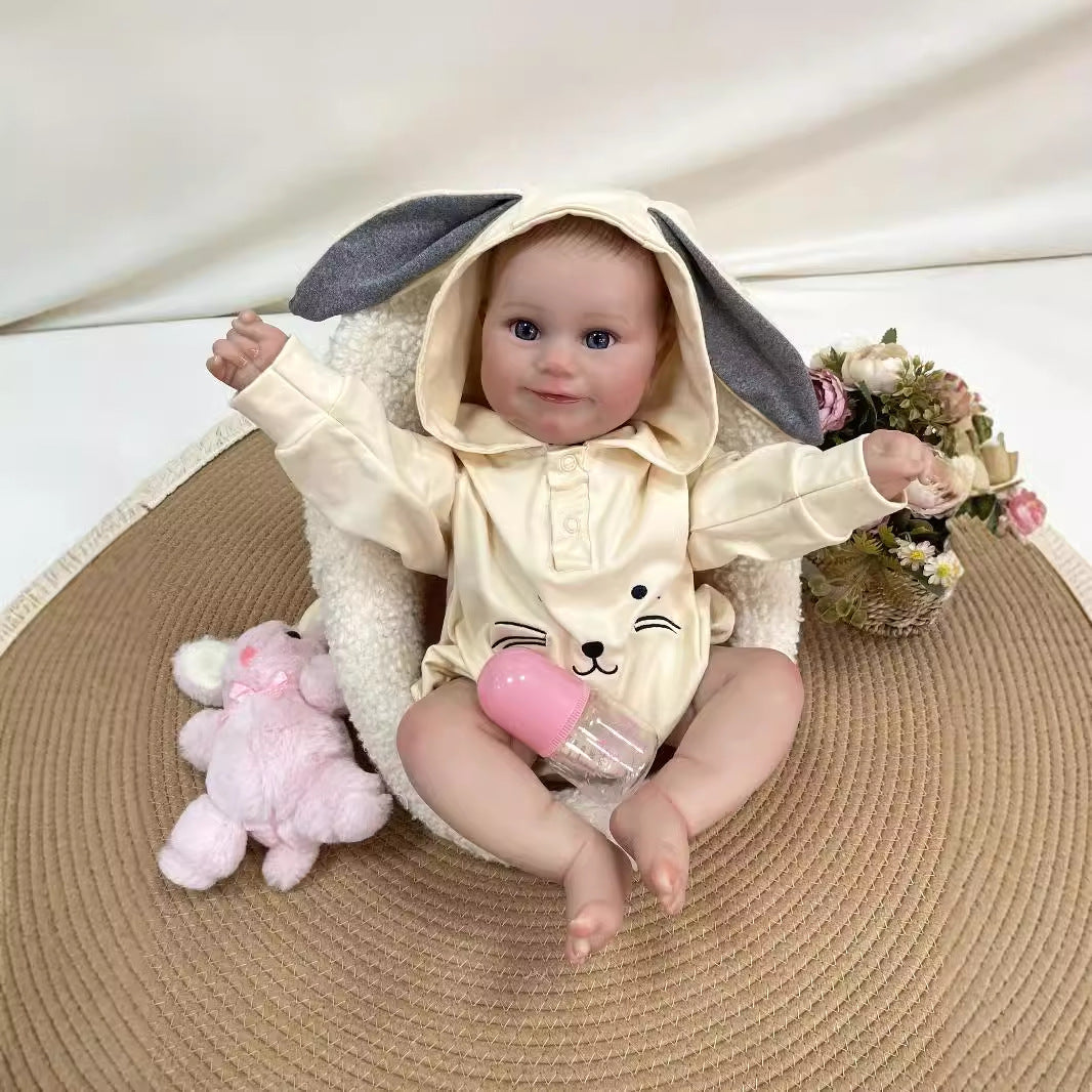 19 inch Handmade Lifelike Reborn Baby Doll with Cloth Body Realistic 3D Skin Children Play Toy for Little Girls