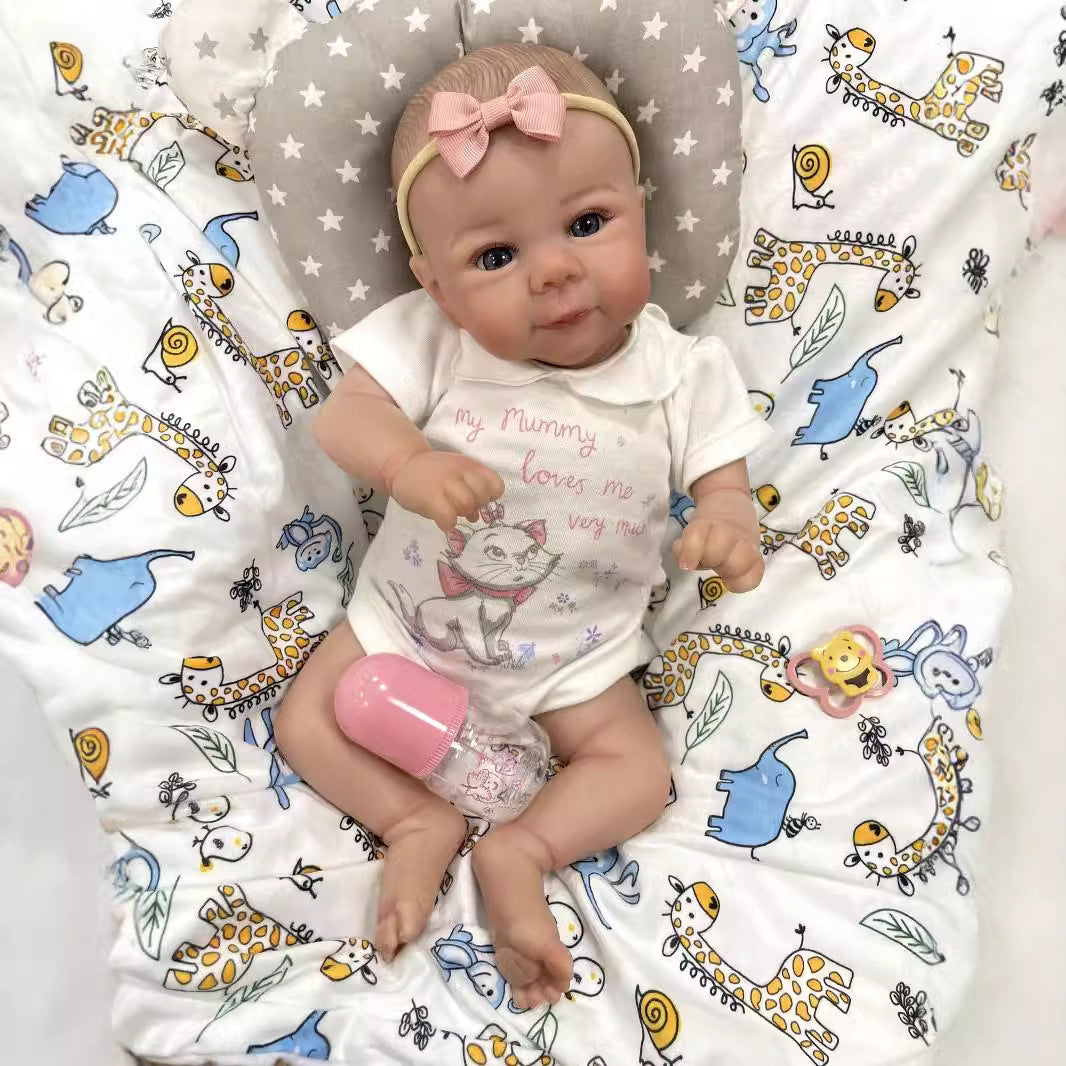 20 Inch Realistic Reborn Newborn Dolls with Cloth Body Detailed 3D Skin Handmade Collectible Doll Toy for Girls & Doll Lovers