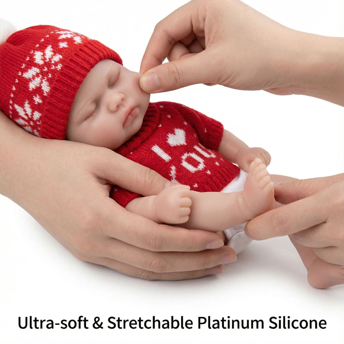 12 inch red sweater pickle solid silicone reborn doll for children's Christmas gift