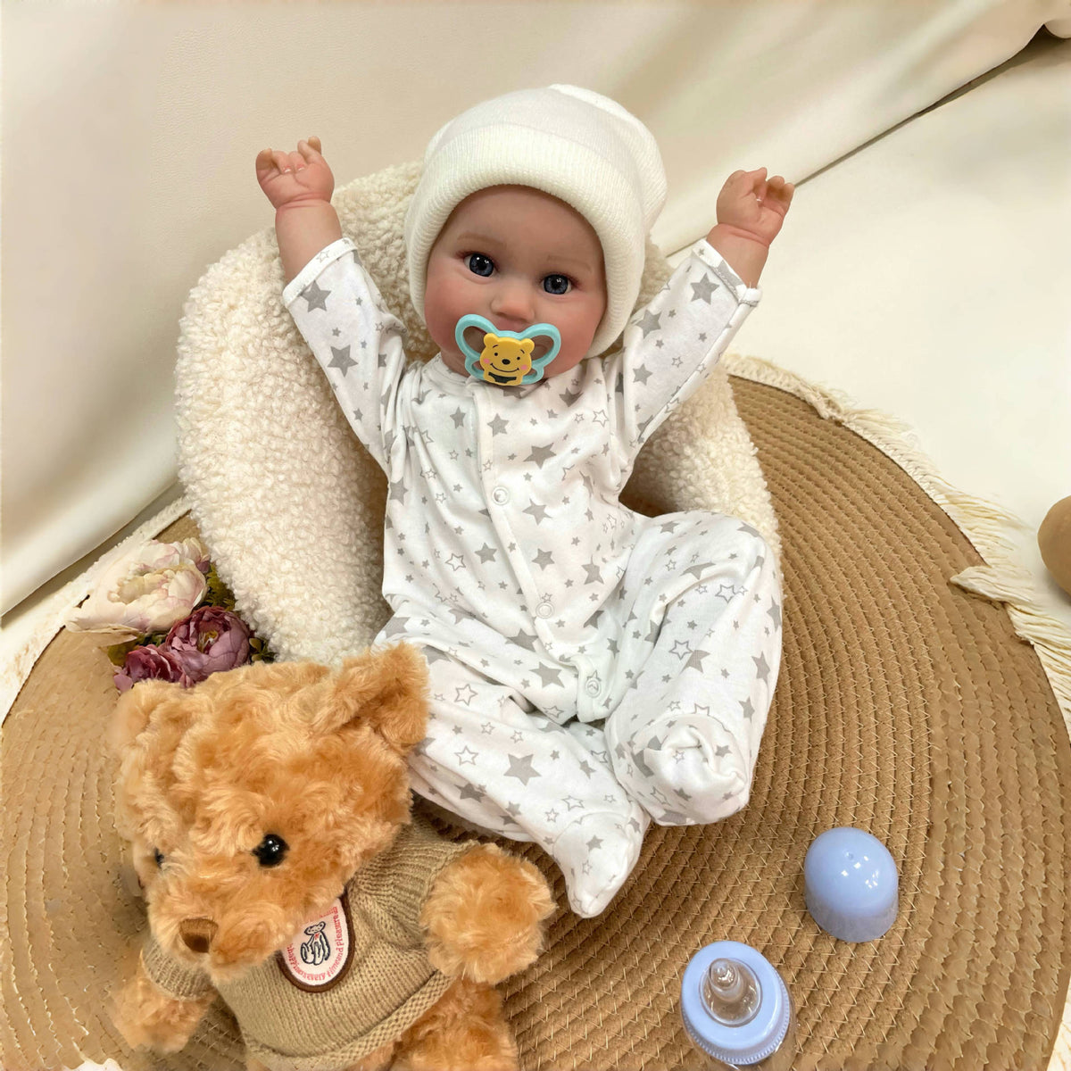 19 Inches Handmade Lifelike Reborn Doll with Cloth Body 3D Skin Realistic Newborn Baby Play Toy Gift for Girls & Doll Collectors