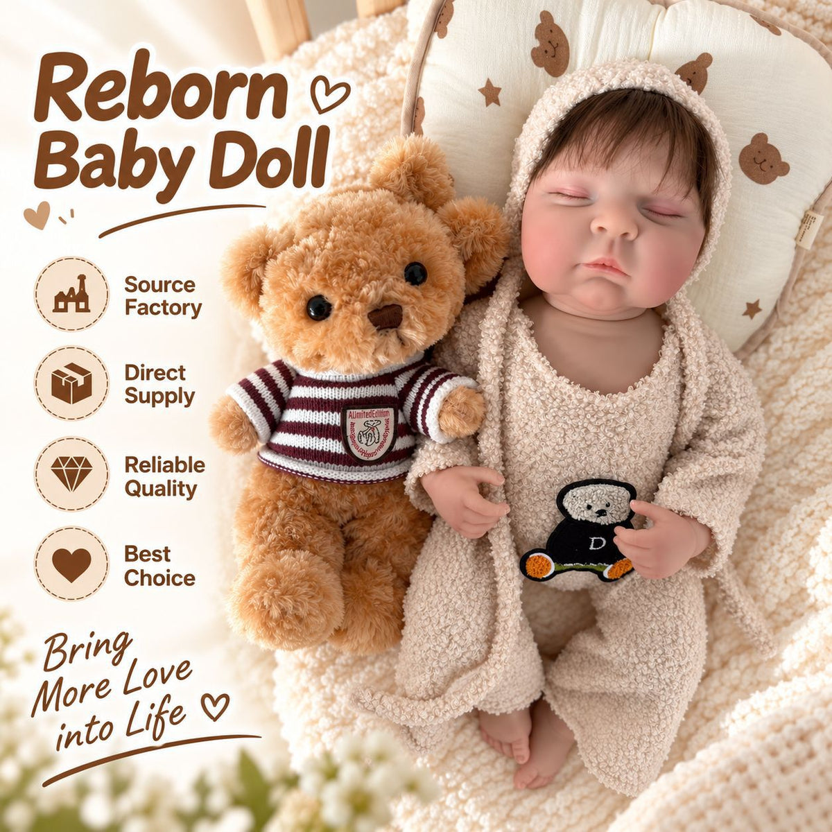18 inch Reborn Doll simulation doll full vinyl children's companion doll