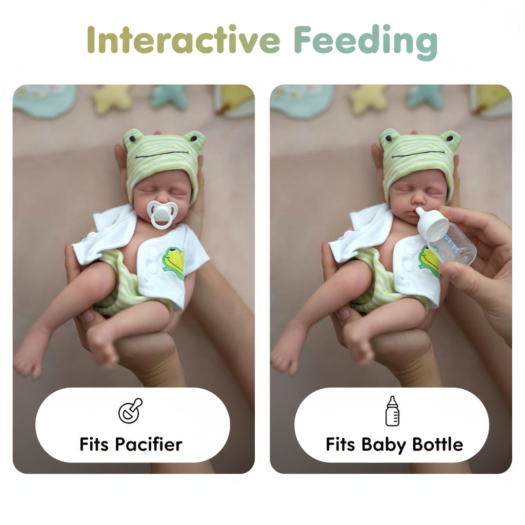 12 inch solid silicone reborn doll green frog hat LOULOU simulation toy doll