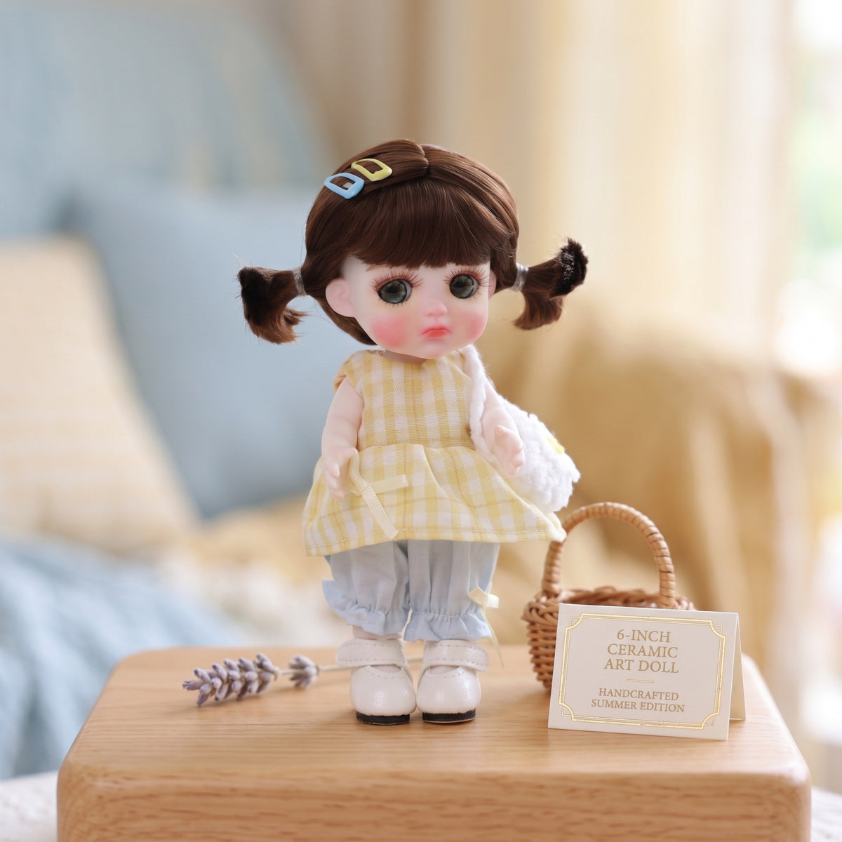 6 inch Mini with Full ceramic Body, Handmade Clothes Tabletop Ornament For Doll Collectors