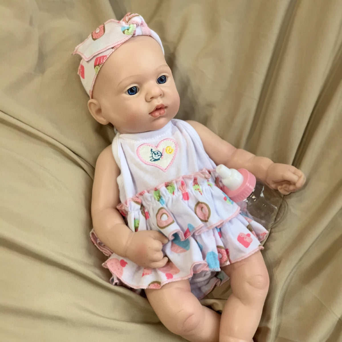 16 inch Lifelike Handcrafted Reborn Doll with Soild Silicone Body 3D Real Skin Kids Play Toy Gift for Girls