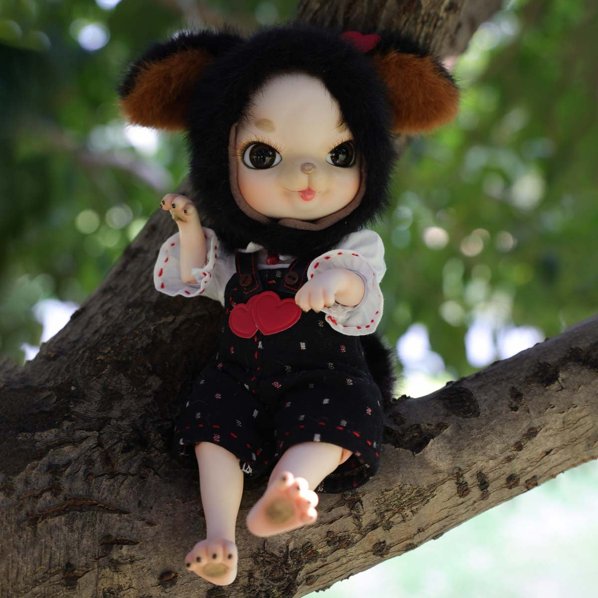 Adorable 10 Inch Porcelain Dress-up Baby Black rabbit Dolls (BJD) ﻿