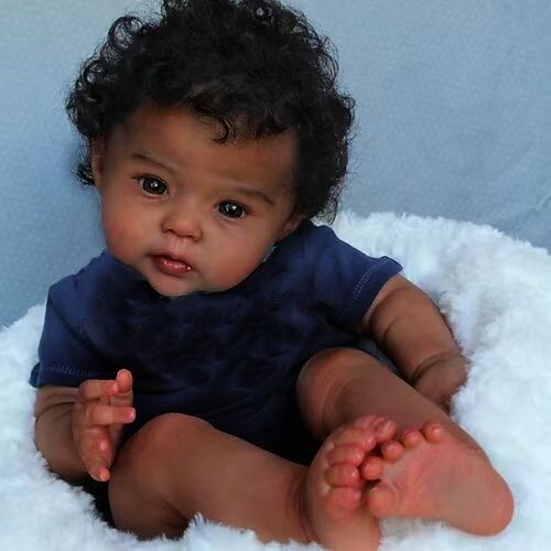 20 Inch Lifelike Reborn Baby Dolls with Cloth Body African Black 3D Skin Handmade Doll Kids Toy for Girls Reborn Dolls