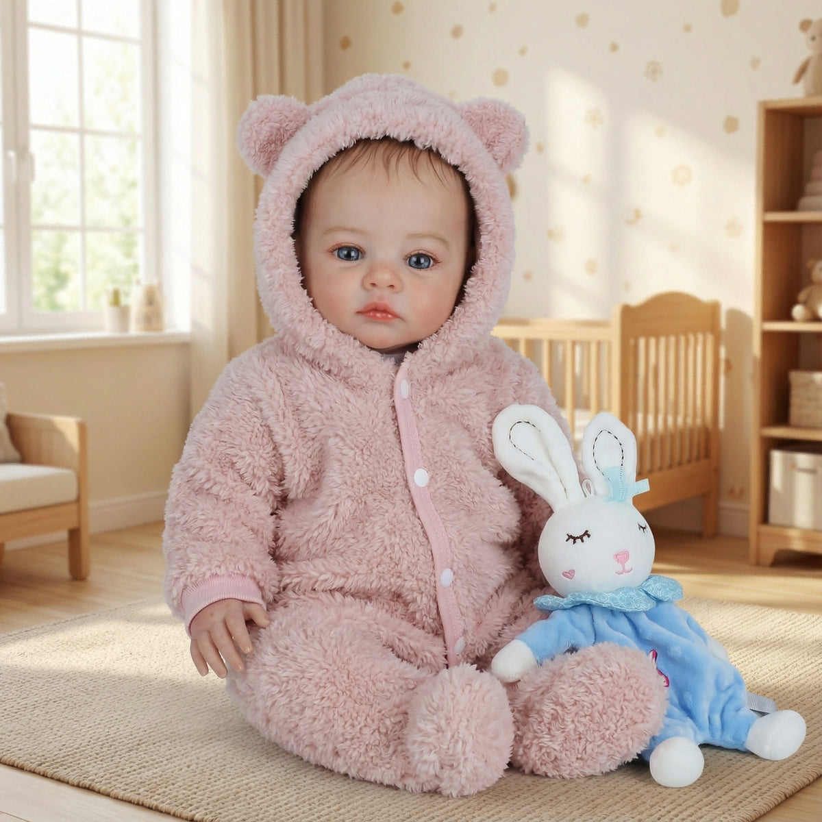 49cm Blue Eyes Reborn Baby Meadow In Plush clothes