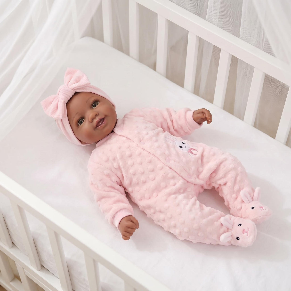17-inch Reborn Baby Dolls Black Soft cloth Body Realistic Newborn Baby Doll Real Life Baby Doll Handmade Art Doll