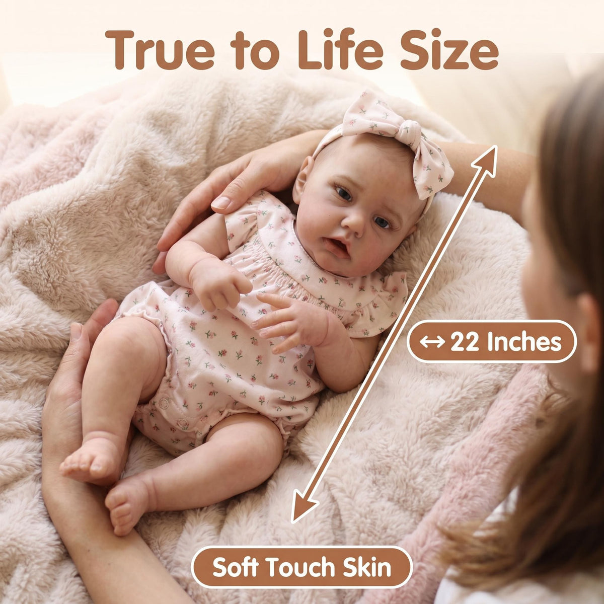Lifelike Reborn Girl Doll 22 Inch with Cloth Body, Perfect Surprise Gift Idea For Christmas, Thanksgiving, Birthday and Year-Round Gifting