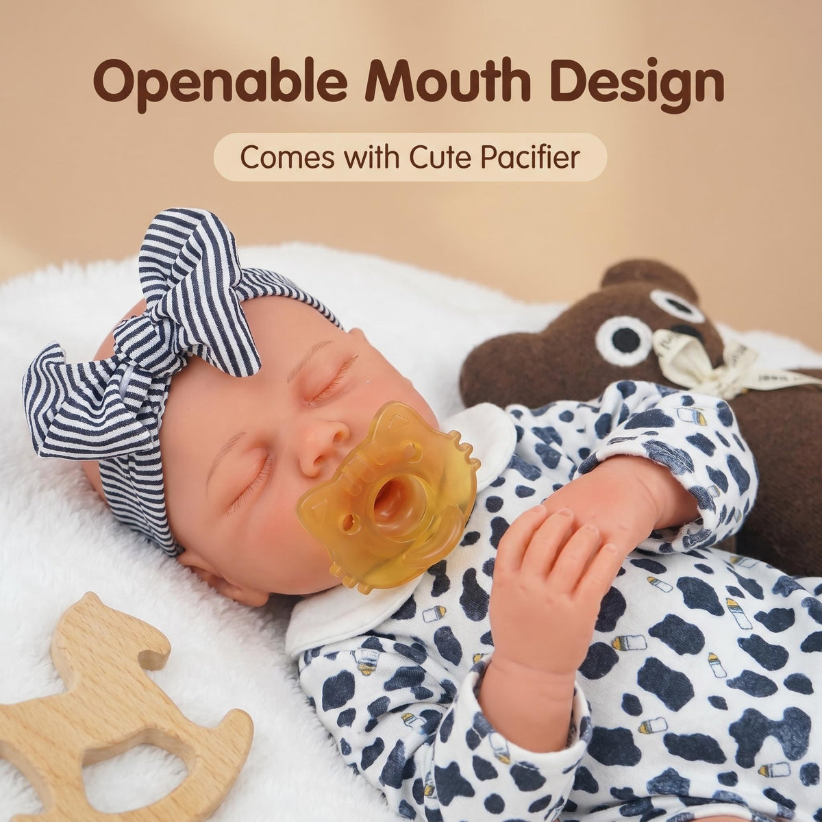 12 inch with Silicone Body, Adorable Striped Bow Accessories, Companion Toy, Unique Gift Option For Birthday Parties And Western Festivals