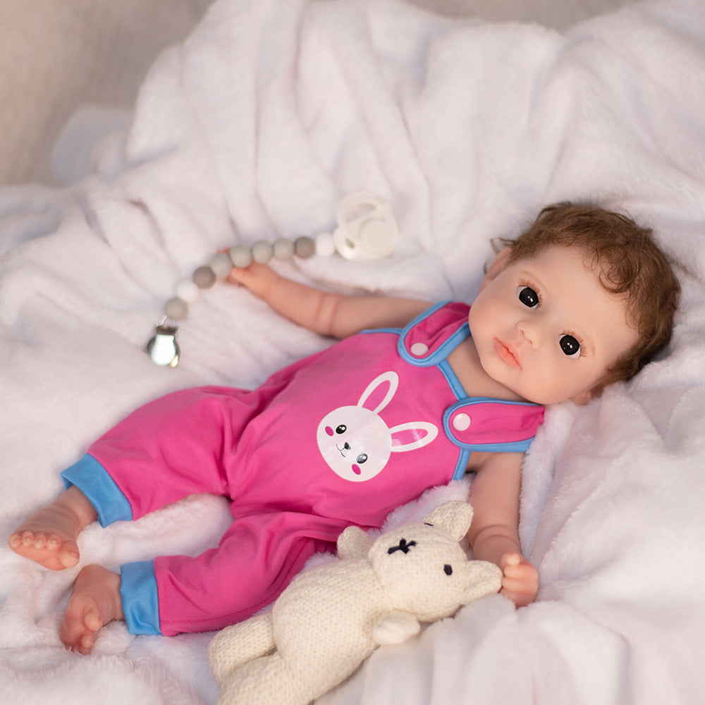 16 / 18 inch Full Solid Silicone simulated reborn baby doll super high-end mohair hair transplant Collectible Display Doll for Doll Lovers