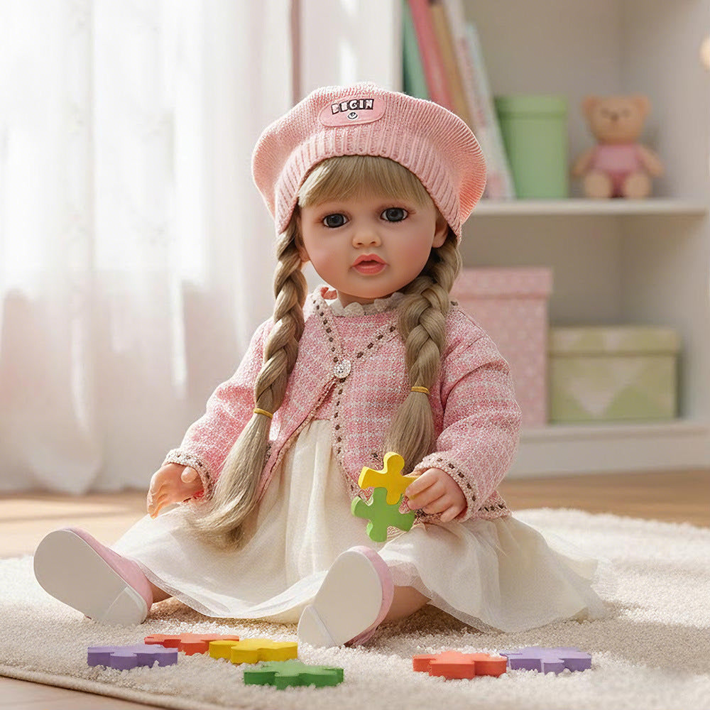 Spanish Russian English Crying and Laughing Dialogue 22 inch Full Plastic Rebirth Doll Simulation Baby Doll Girl