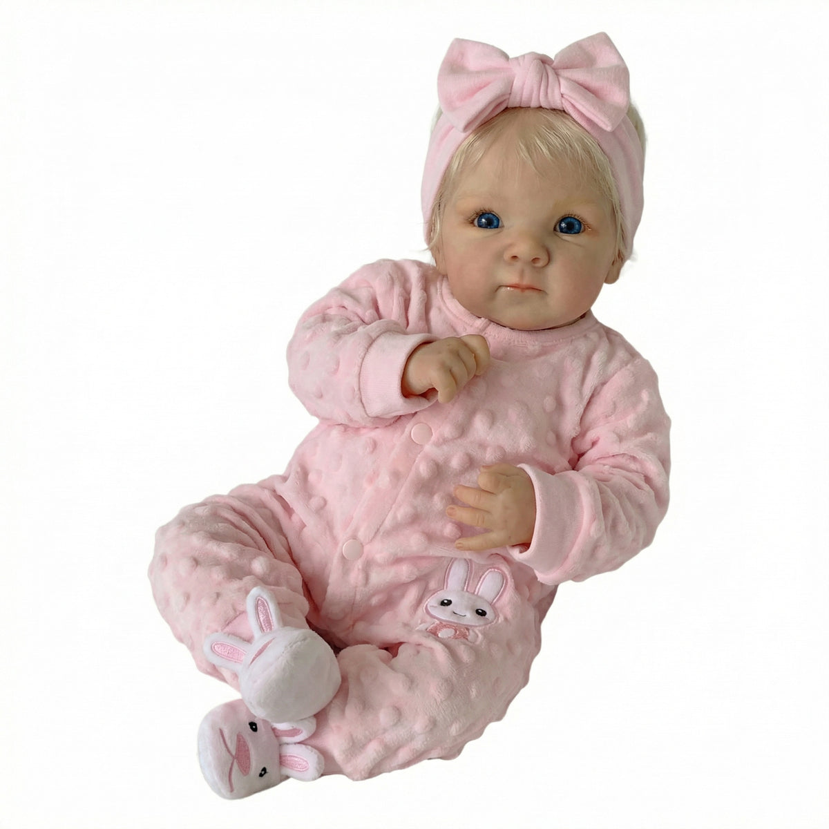 18 inch pink rabbit jumpsuit Bettie full vinyl reborn doll