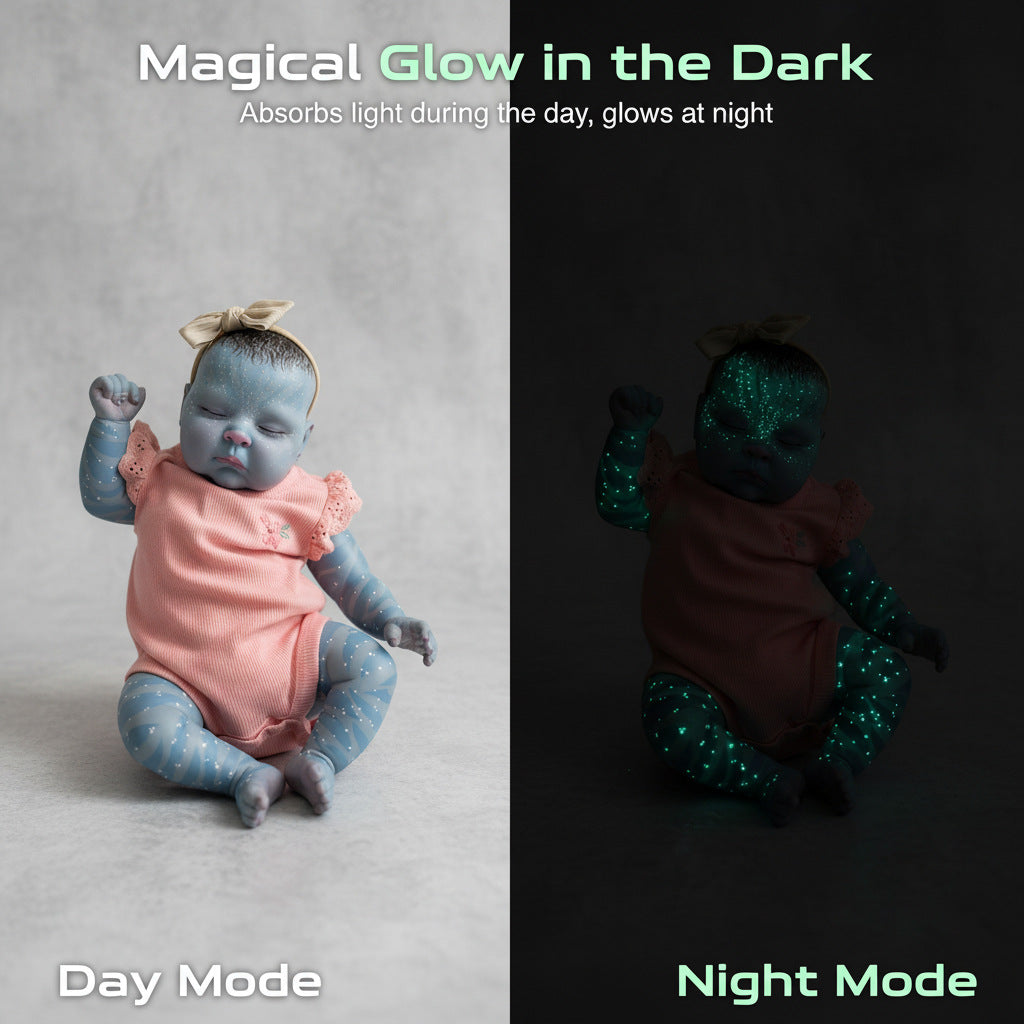 19 inch reborn doll, high-end and carefully hand-painted "Avatar style" baby with iconic skin tone and star pattern