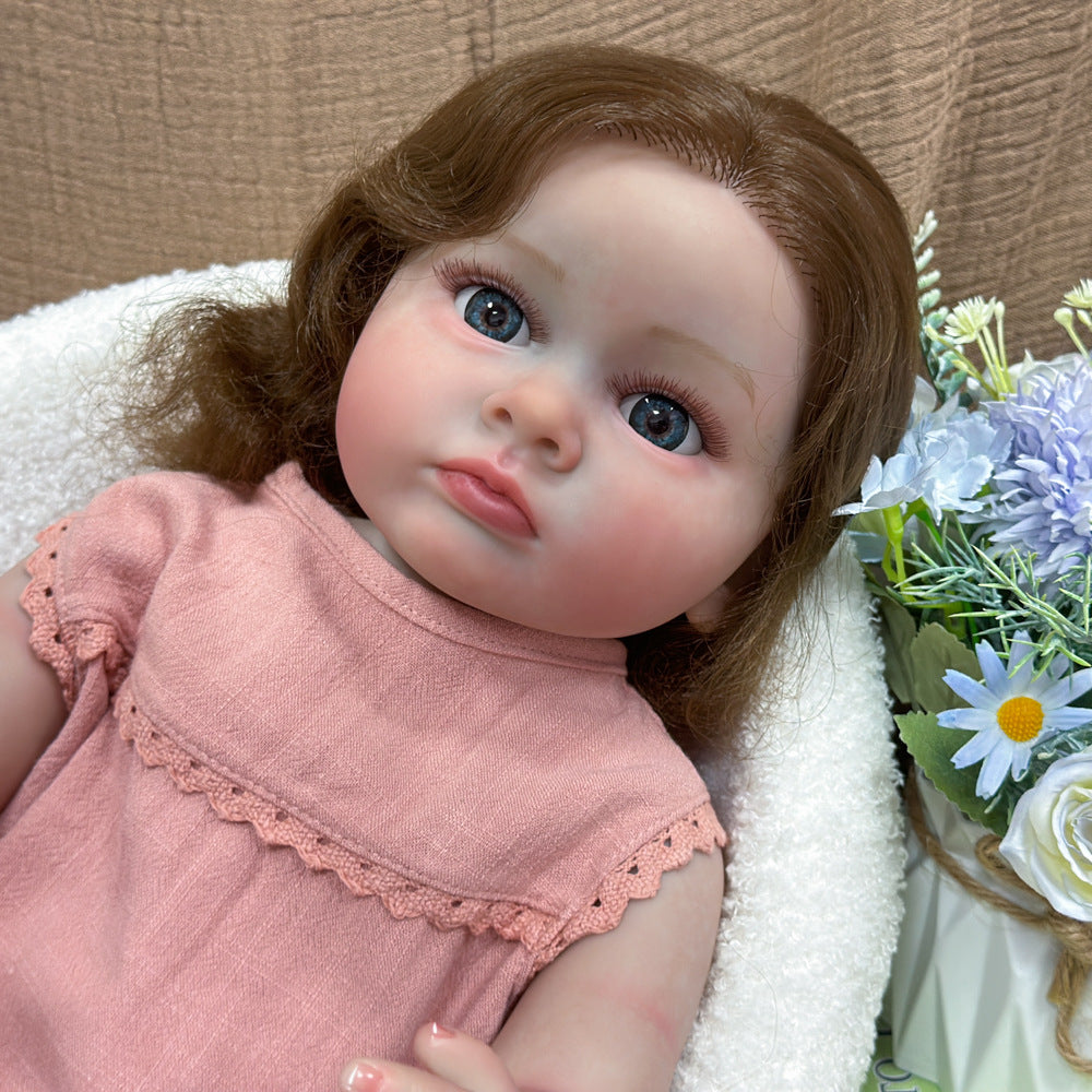 22 Inch Full‑Vinyl Lifelike Reborn Doll, Delicate Lace‑edged Clothing, Cherished Heirloom Keepsake for Birthday and Holiday Seasons