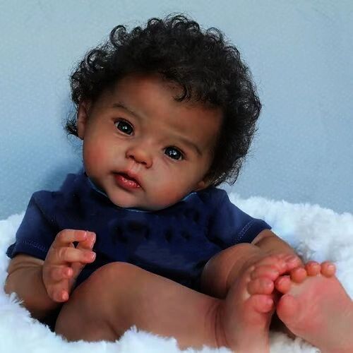 20 Inch Lifelike Reborn Baby Dolls with Cloth Body African Black 3D Skin Handmade Doll Kids Toy for Girls Reborn Dolls