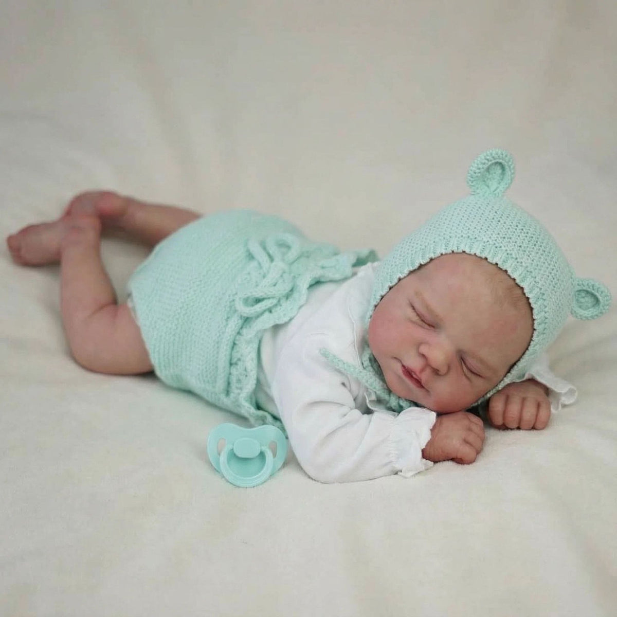 19 Inch Light Blue Sweater Set Reborn Doll Simulation Doll Newborn