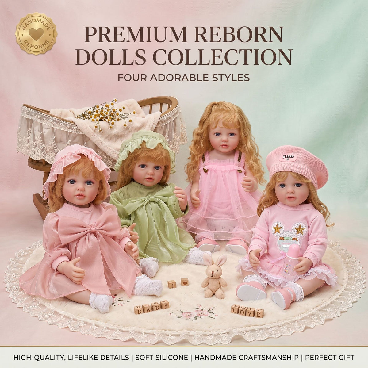 Ultra Realistic 22 inch Full vinyl body Reborn Newborn Doll Soft Bendable Limbs Safe Kids Companion Doll