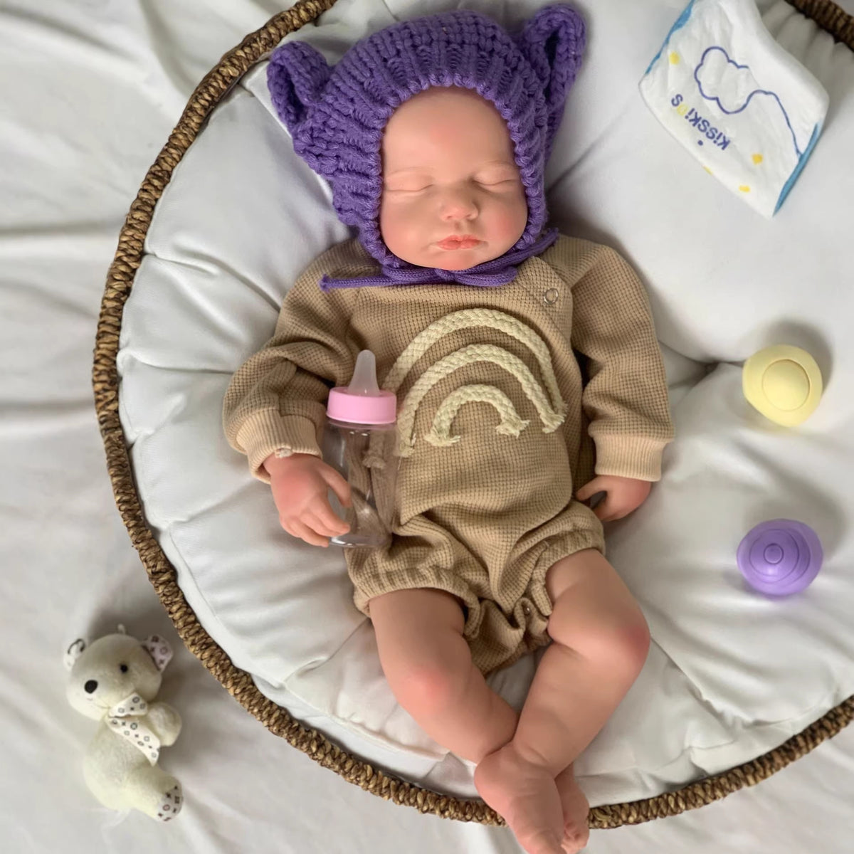 18 Inch Realistic Reborn Doll with Solid Silicone Body Handmade Play Toy Gift for Girls & Doll Collectors