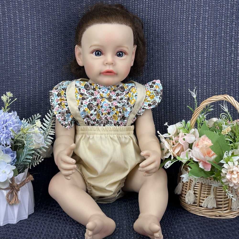 Holiday Ready 22 Inch Full-Vinyl Realistic Baby Doll, Natural Brown Curls, Lovely Surprise Gift for Girls and Adult Doll Lovers