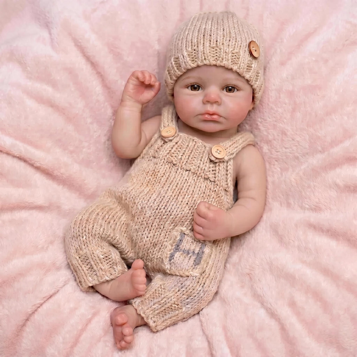 18 Inch with Full Silicone Reborn Doll, Natural Lifelike Brown Eyes, Collectible Art Reborn Doll, Therapeutic Companion Gift for Birthdays and Holiday Seasons