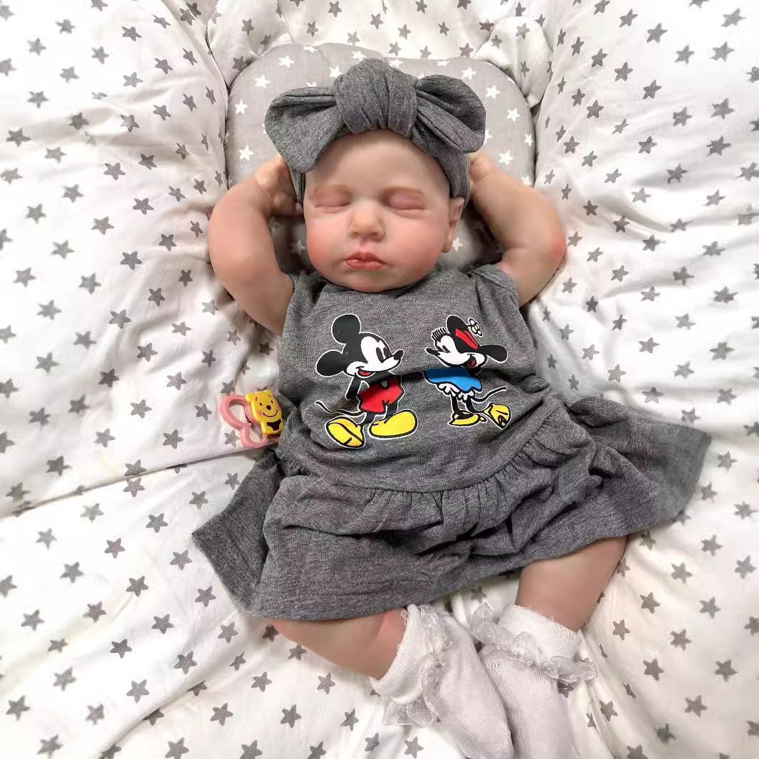 19 Inch Realistic Reborn Baby Doll with Cloth Body 3D Vein Skin Handcrafted Newborn Doll Gift Toy for Little Girls Collectors