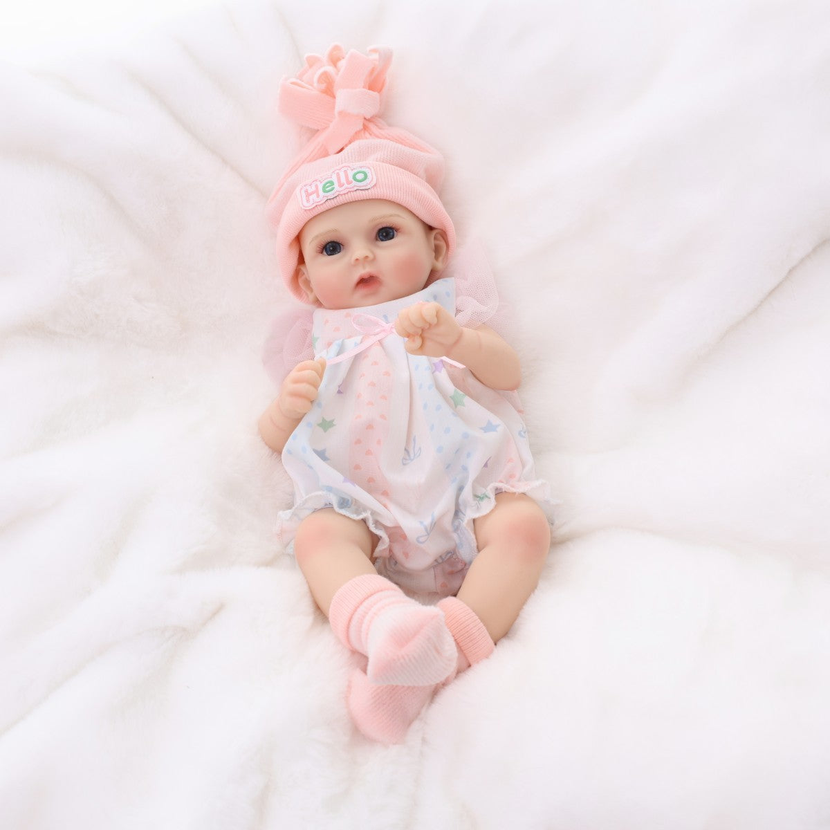 12 inch silicone reincarnation simulation baby doll with soft skin, real touch, stretchable when opened, 30cm bald head