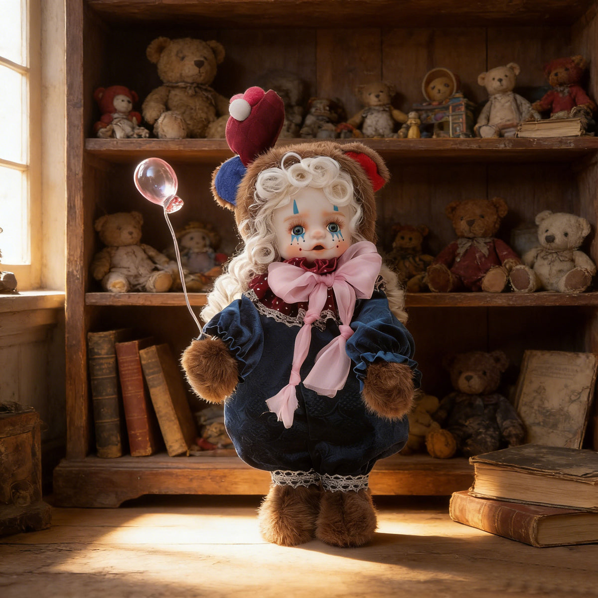 13 inch 33CM vintage clown makeup ceramic face exquisite doll doll doll toy high-end gift item collection decoration ornament