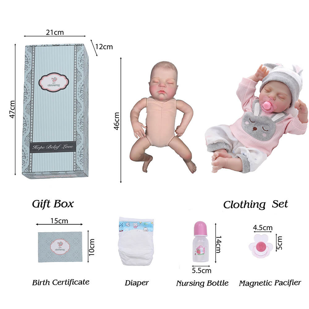 45cm Rebirth Doll Cloth Height Color Simulation Baby