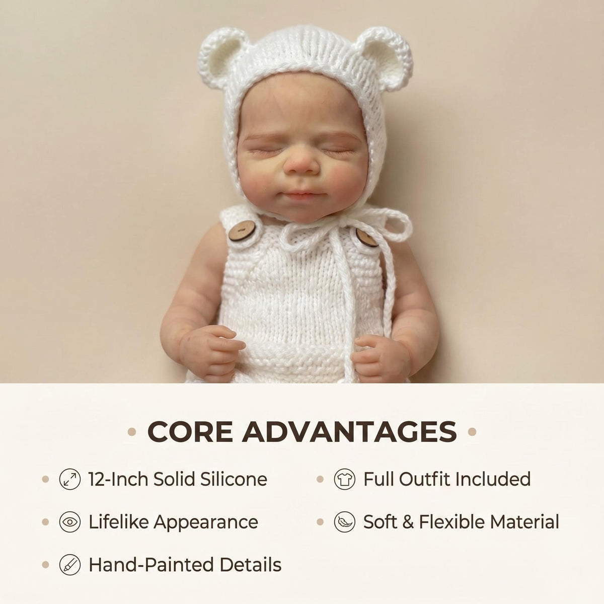 12inch Full Solid Silicone Flexible Elastic Super Soft Cute Small Size Silicone Lifelike Reborn Bebe Doll for Gifts and collectibles