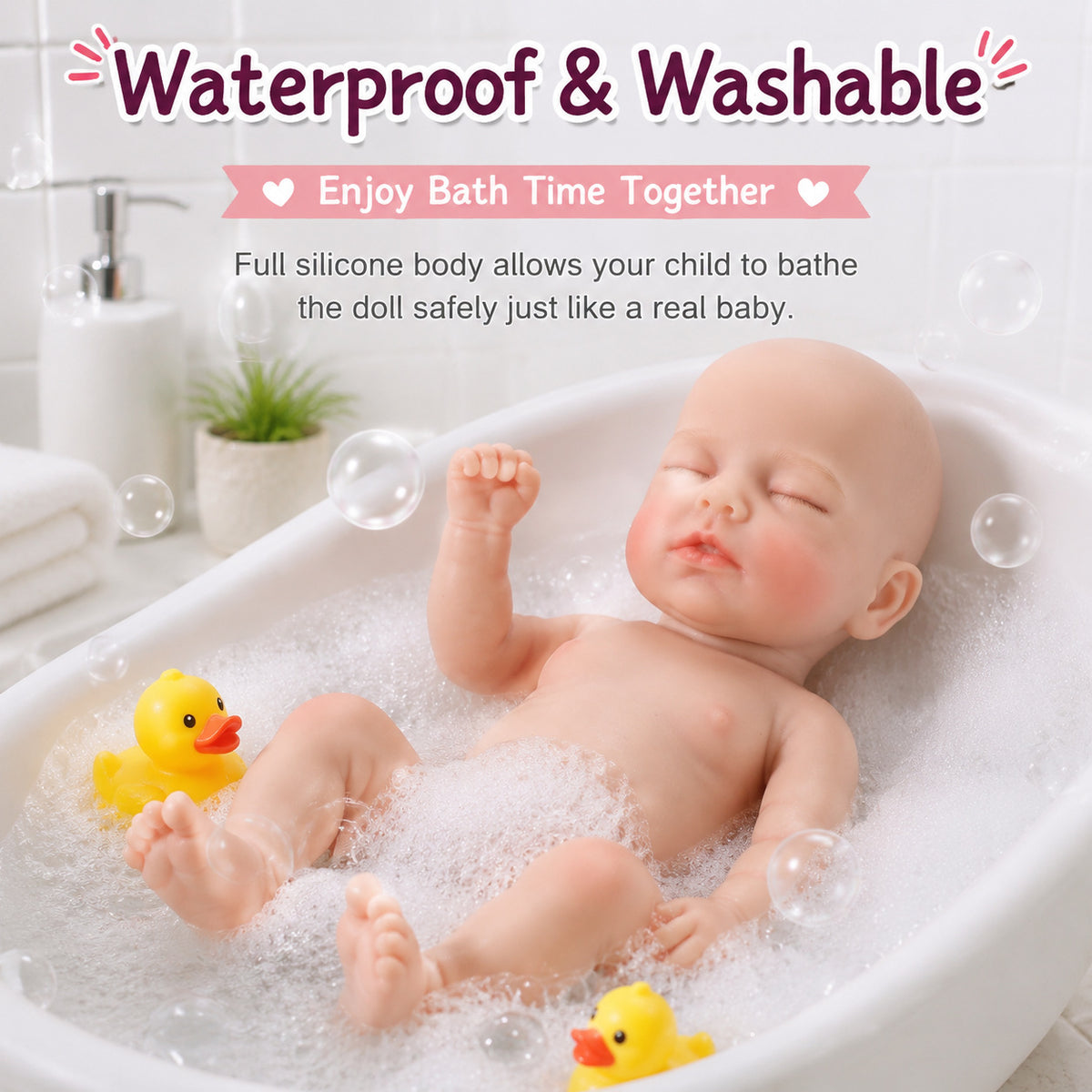 17 inch Lifelike Reborn Baby Doll - Realistic Full Silicone Newborn Toddler Toy for Ages 3+