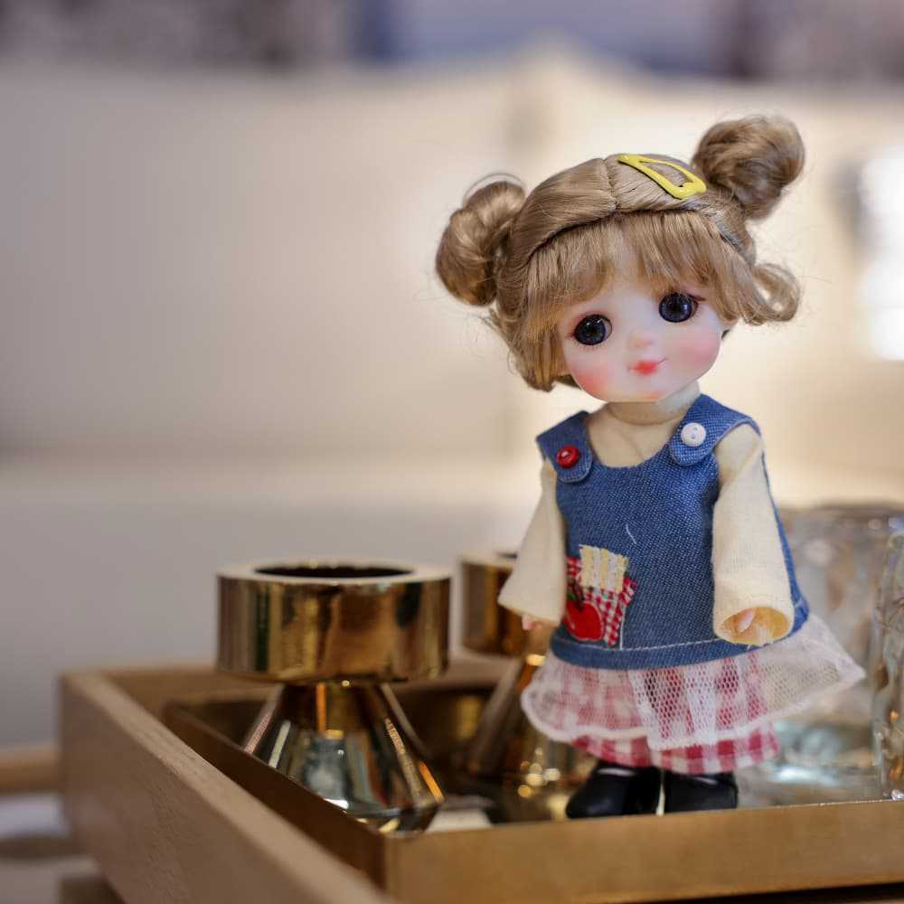 6 inch Mini with Full ceramic Body, Handmade Clothes Tabletop Ornament For Doll Collectors