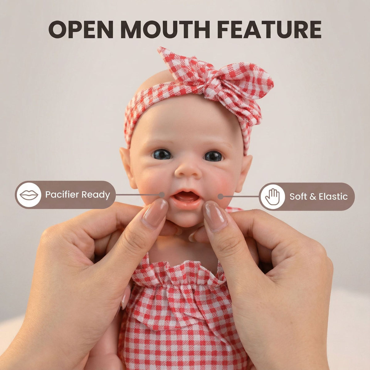 12 inch Pink Grid Strap Set Solid Silicone Rebirth Doll