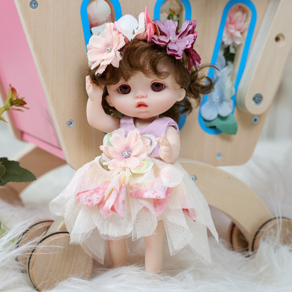 10 Inch Standing Reborn Baby Doll – Realistic Forest Fairy Princess with Floral Petal Dress