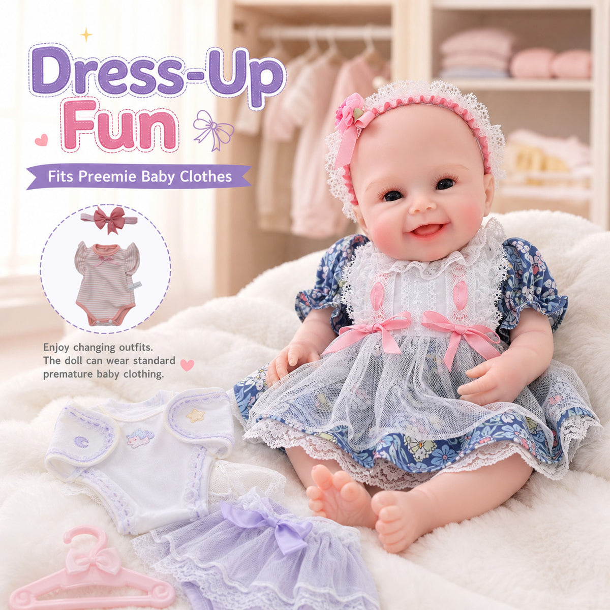 17 inch Reborn Baby Dolls Lovely Full Solid Silicone Baby Realistic Newborn Dolls Toy Xmas Gift