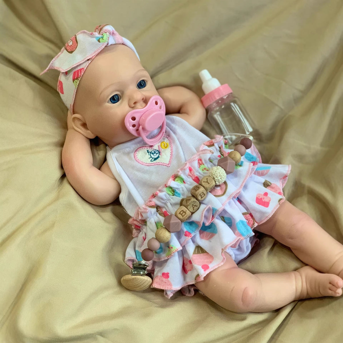 16 inch Lifelike Handcrafted Reborn Doll with Soild Silicone Body 3D Real Skin Kids Play Toy Gift for Girls